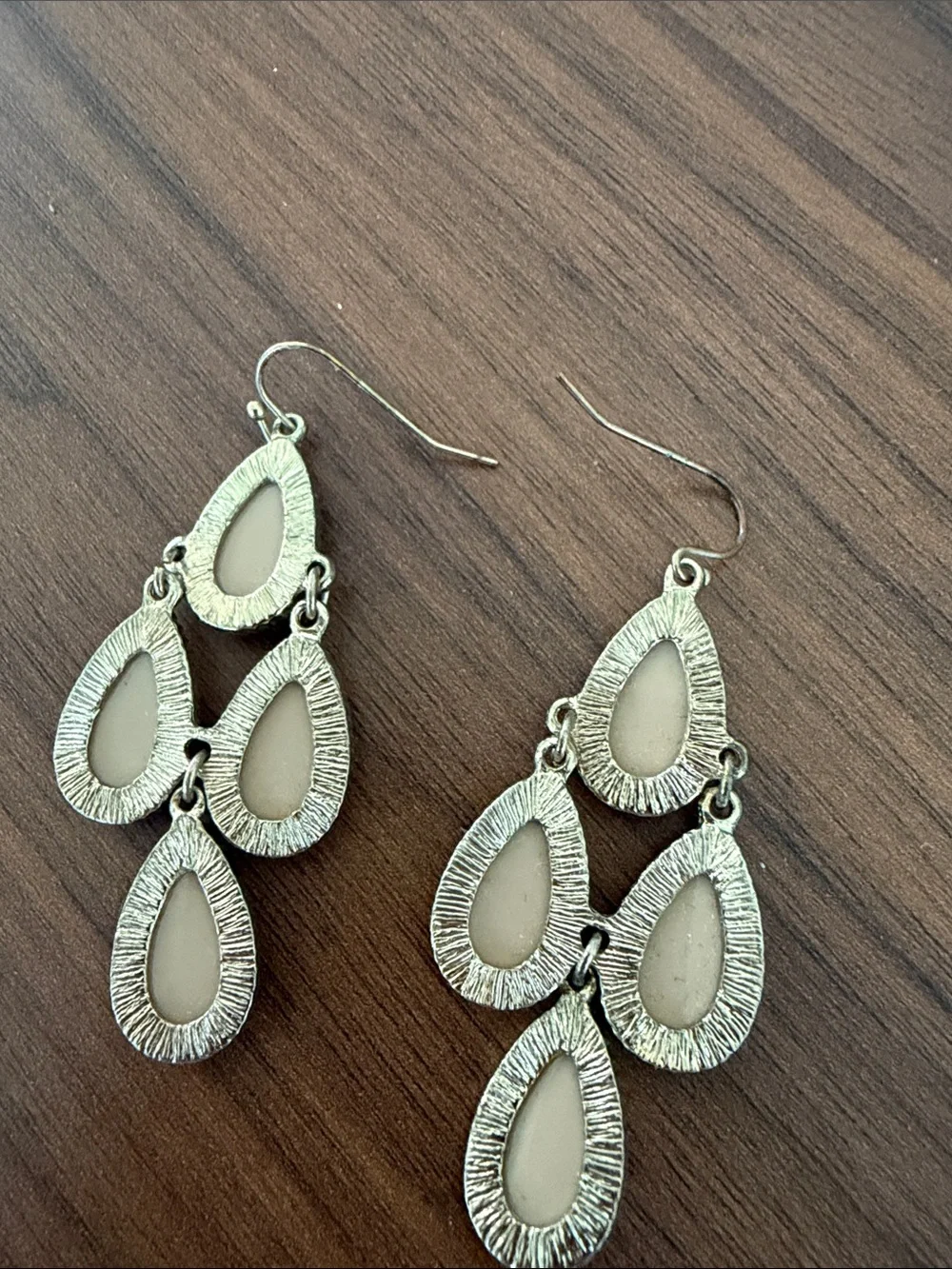 Elegant Cream Teardrop Dangle Earrings